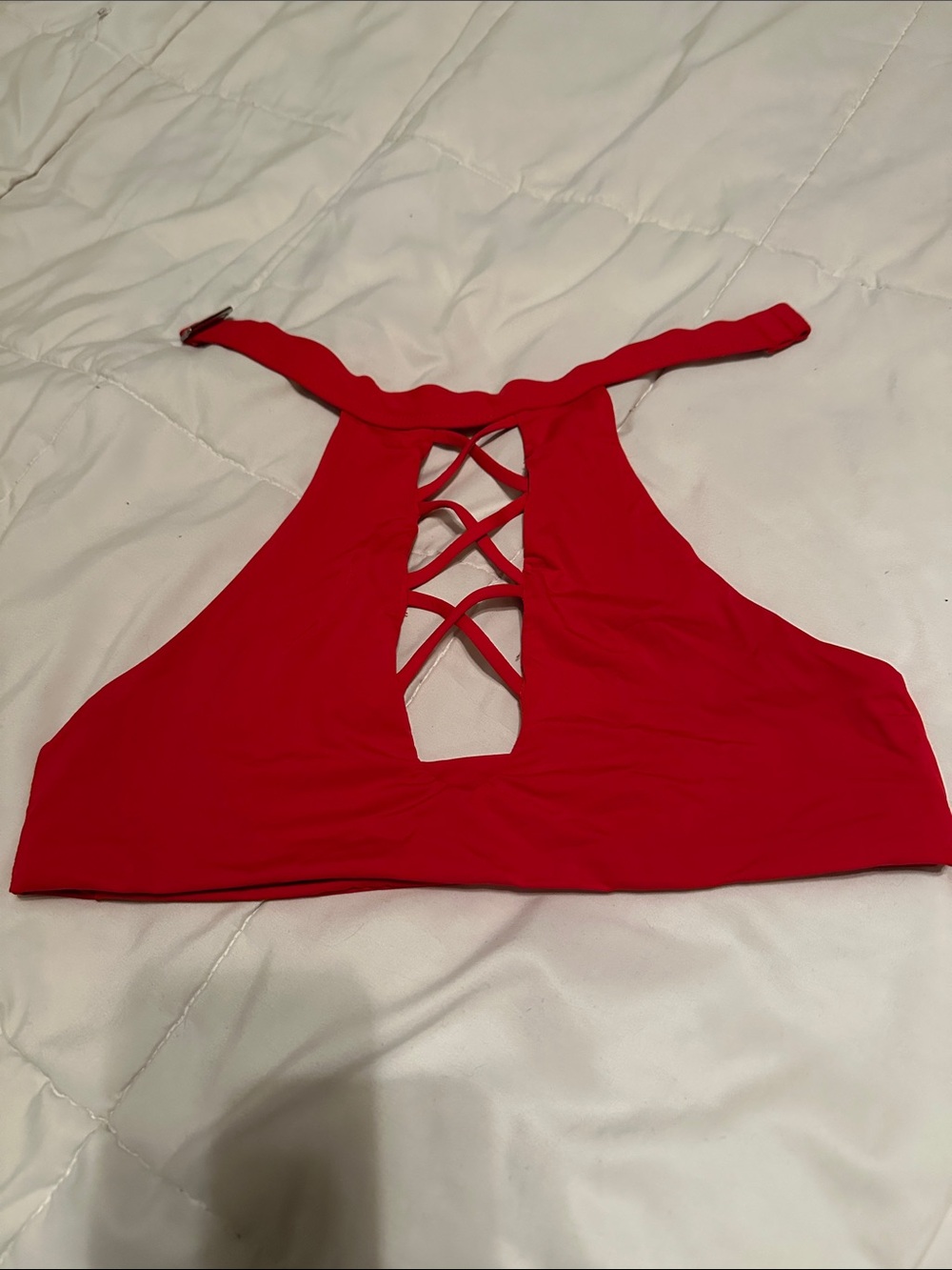 4 for $10 Swim bikini top  bathing suit or Red Halter work out Lattice Crop Top